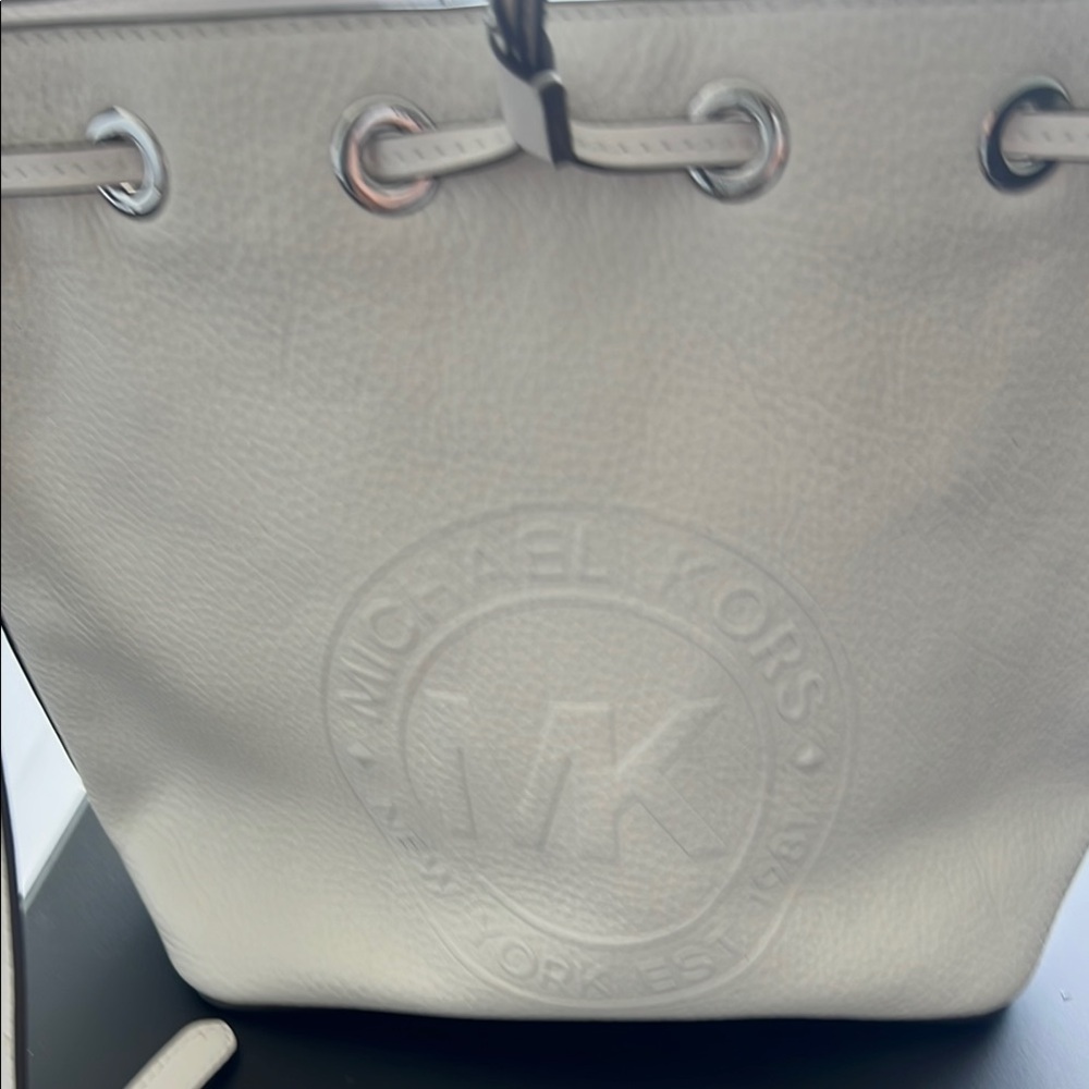 Michael Kors White Shoulder Bag with Embossed Logo